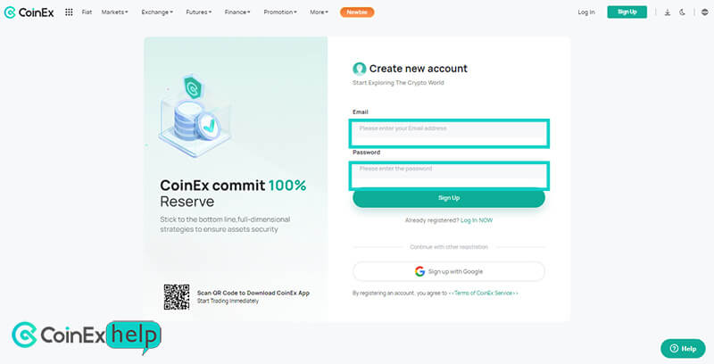ثبت نام کوینکس coinex