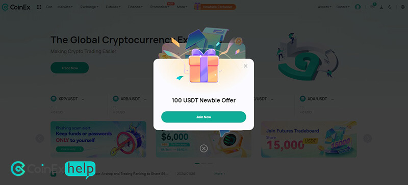 ثبت نام موفق coinex