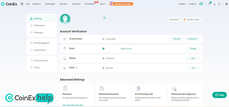قسمت های مختلف بخش تنظیمات اکانت