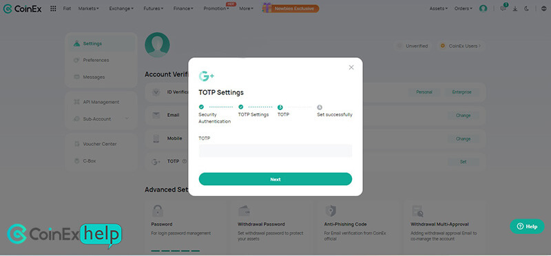 وارد کردن کد TOTP