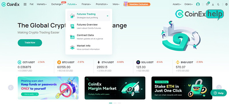 گزینه Futures Trading در کوینکس