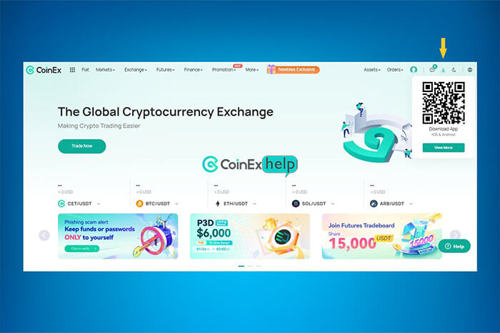 بخش دانلود اپ کوینکس