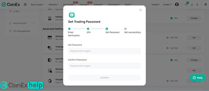 وارد کردن پسورد شش رقمی