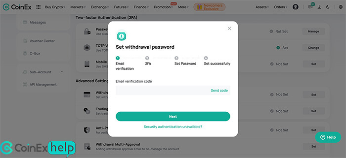 تایید آدرس ایمیل برای فعال سازی پسورد برداشت