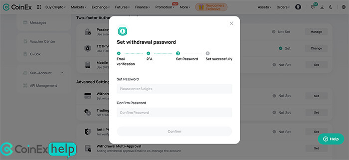 وارد کردن رمز عبور شش رقمی