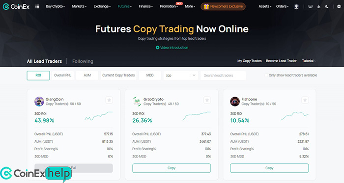 صفحه Copy Trading