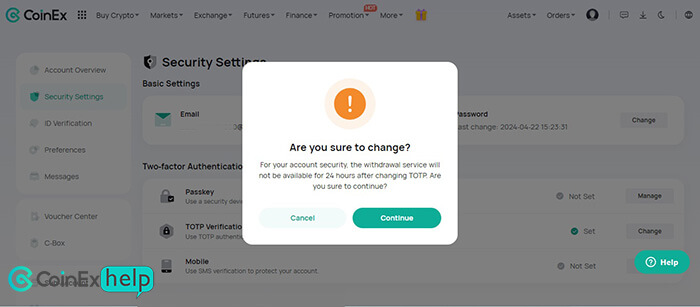 نمایش هشدار برای تغییر