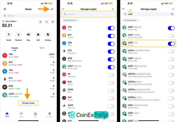 واریز ارز (Receive) در تراست ولت