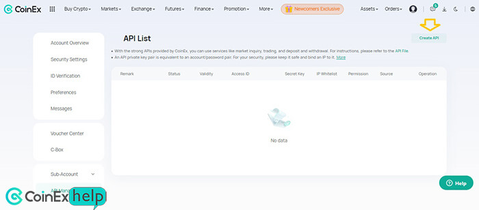 کلیک روی دکمه Create API