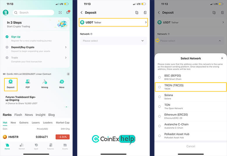 Deposit در اپ موبایل
