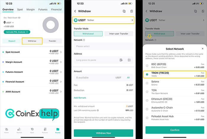 آموزش واریز ارز از کوینکس به تراست ولت در اپلیکیشن موبایلی