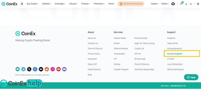 ارسال پیام برای صرافی کوینکس