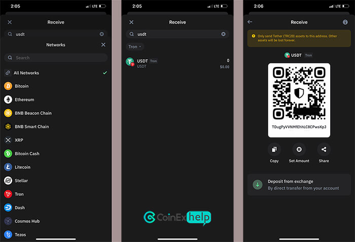 انتخاب ارز و شبکه در تراست