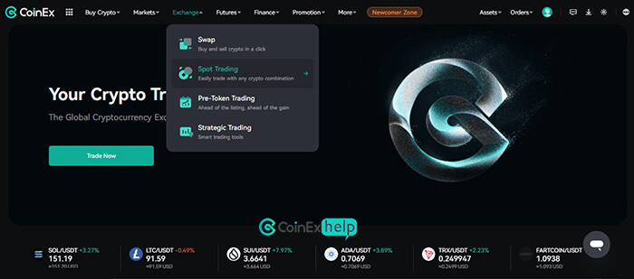 گزینه Spot Trading