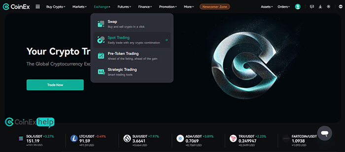 گزینه Spot Trading