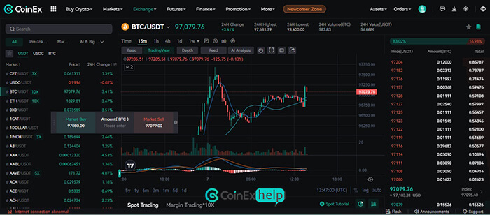 صفحه Spot Trading