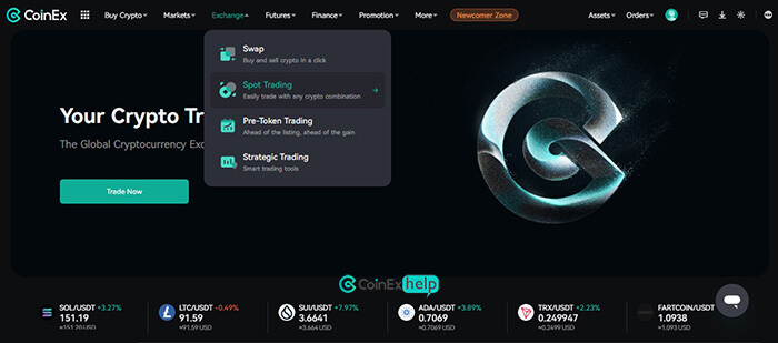 گزینه Spot Trading